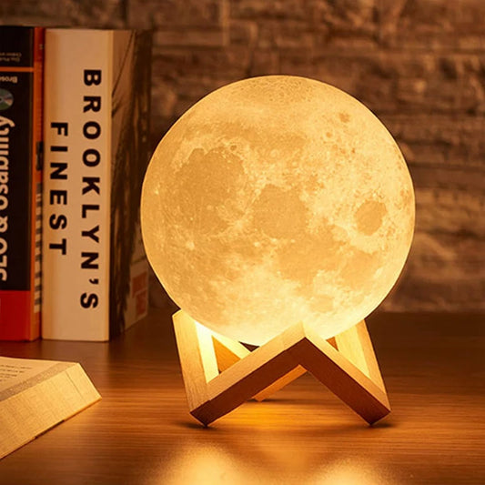 Moon Lamp LED Night Light — 3D Galaxy Lamp with Wood Stand