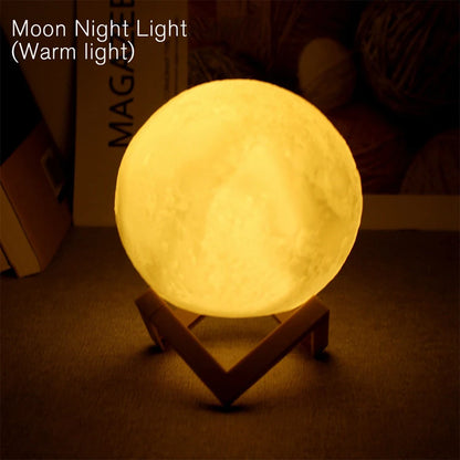 Moon Lamp LED Night Light — 3D Galaxy Lamp with Wood Stand