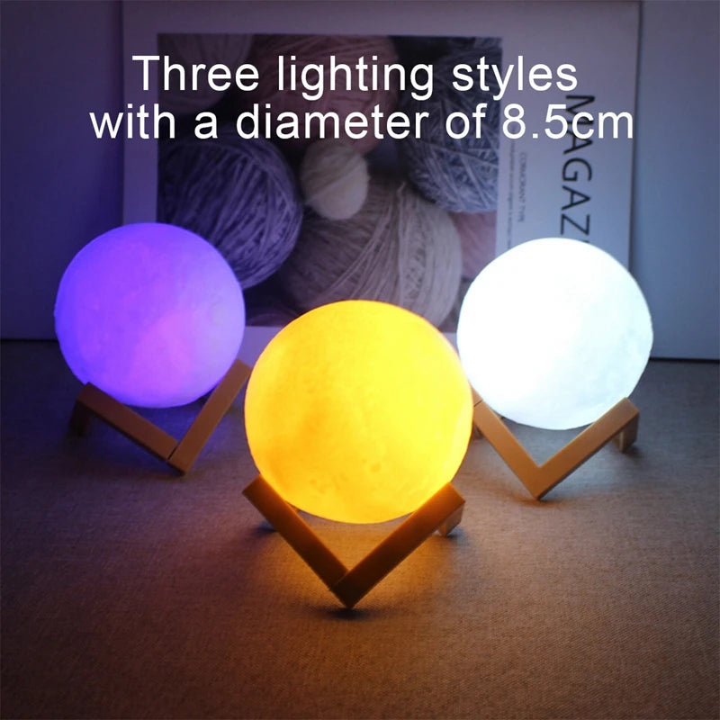 Moon Lamp LED Night Light — 3D Galaxy Lamp with Wood Stand