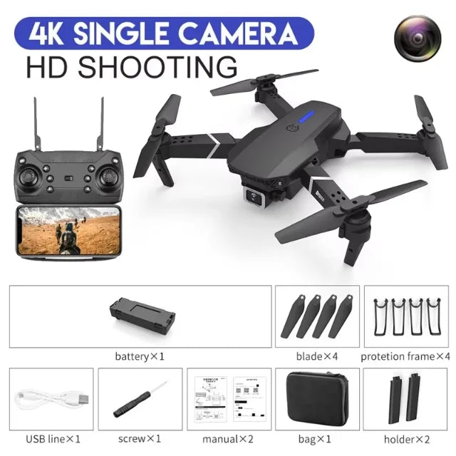 E88 Pro 4K Drone — WiFi FPV Camera Drone with Foldable Design