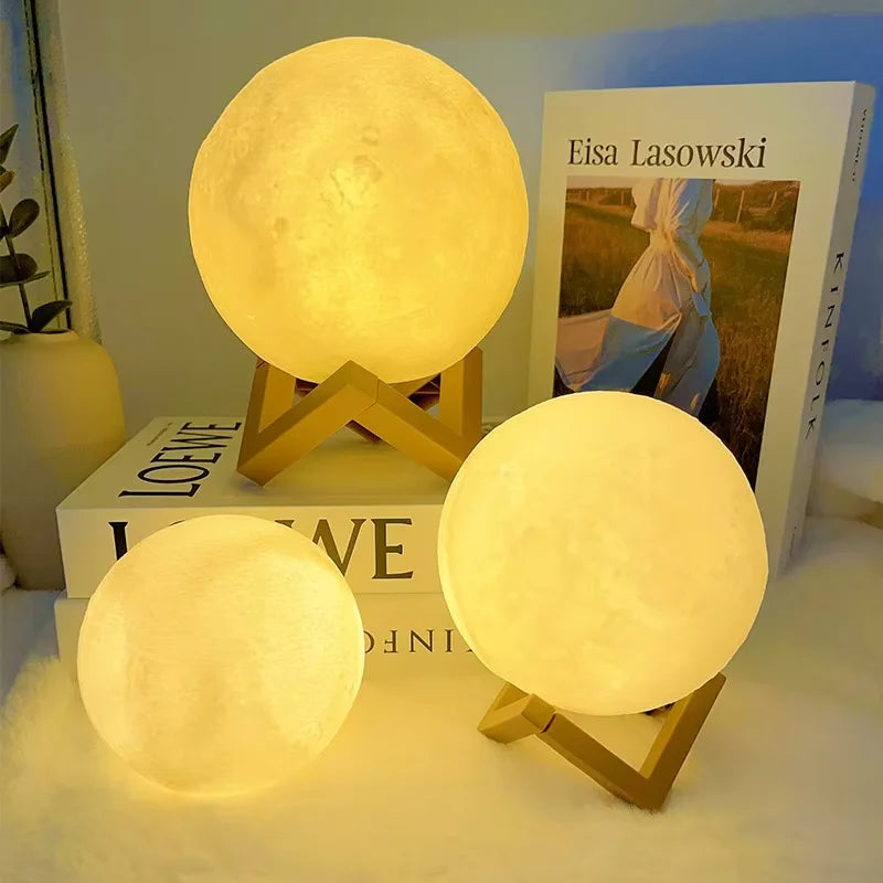 Moon Lamp LED Night Light — 3D Galaxy Lamp with Wood Stand