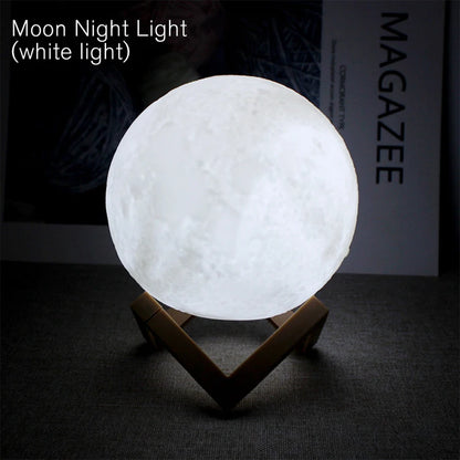 Moon Lamp LED Night Light — 3D Galaxy Lamp with Wood Stand