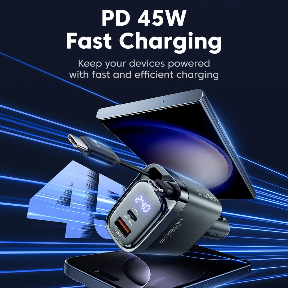 105W Retractable Car Charger — Fast Charge All Your Devices At Once