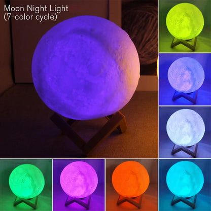 Moon Lamp LED Night Light — 3D Galaxy Lamp with Wood Stand