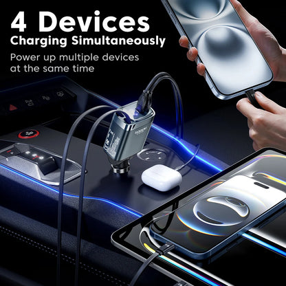 105W Retractable Car Charger — Fast Charge All Your Devices At Once